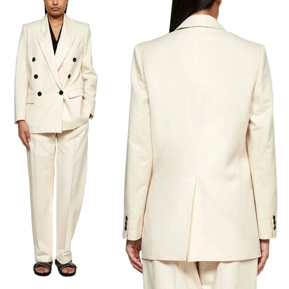 Isabel Marant Cotton Wool Blend Blazer Jacket in Ivory Size 42 (XL US) - Picture 12 of 16